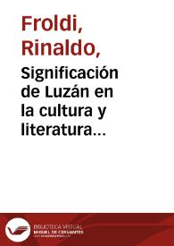 Significación de Luzán en la cultura y literatura españolas del siglo XVIII