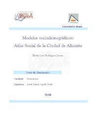 Modelos sociodemográficos : atlas social de la ciudad de Alicante