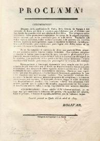 Proclama. Colombianos [Cuartel jeneral [sic] de Quito a 3 de abril de 1829]