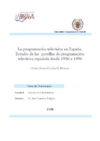 La programación televisiva en España. Estudio de las parrillas de programación televisiva española desde 1956 a 1996