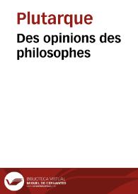 Des opinions des philosophes