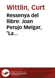 Ressenya del llibre: Joan Perujo Melgar, 
