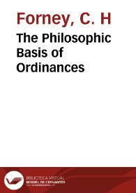 The Philosophic Basis of Ordinances