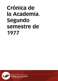 Crónica de la Academia. Segundo semestre de 1977