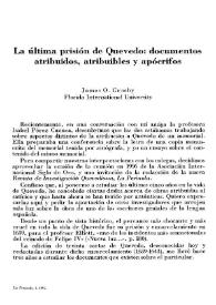 La última prisión de Quevedo : Documentos atribuidos, atribuibles y apócrifos