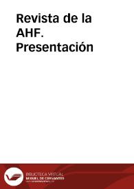 Revista de la AHF. Presentación