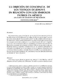 La objeción de conciencia de los testigos de Jehová en relación con los símbolos patrios en México. Un caso de colisión de principios constitucionales