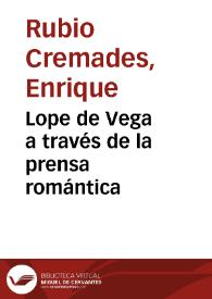 Lope de Vega a través de la prensa romántica