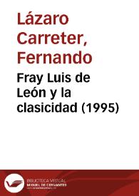 Fray Luis de León y la clasicidad (1995)