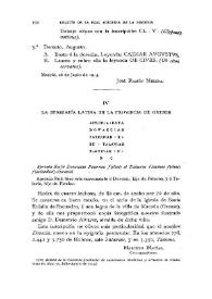 La epigrafía latina en la provincia de Orense