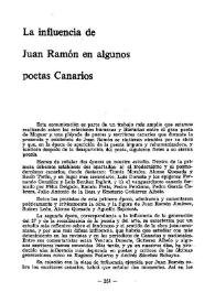 La influencia de Juan Ramón en algunos poetas Canarios