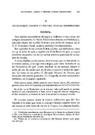 Alcaracejos, Adamuz y Córdoba. Nuevas inscripciones