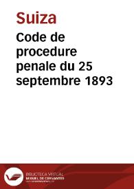Code de procedure penale du 25 septembre 1893