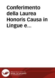 Conferimento della Laurea Honoris Causa in Lingue e Letterature Romanze e Latinoamericane a Giuseppe Bellini : Testi delle presentazioni, della laudatio e della lectio