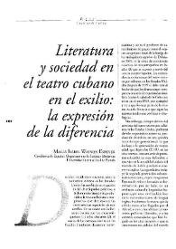 Literatura y sociedad en el teatro cubano en el exilio: la expresión de la diferencia