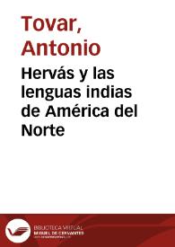 Hervás y las lenguas indias de América del Norte