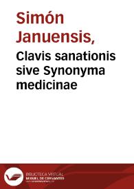 Clavis sanationis sive Synonyma medicinae