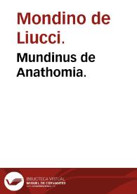 Mundinus de Anathomia.