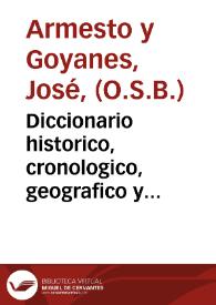 Diccionario historico, cronologico, geografico y universal de la Santa Biblia ...