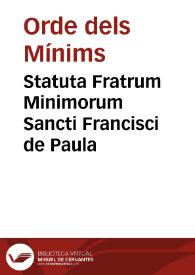 Statuta Fratrum Minimorum Sancti Francisci de Paula