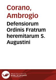 Defensiorum Ordinis Fratrum heremitarum S. Augustini