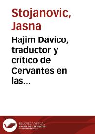 Hajim Davico, traductor y crítico de Cervantes en las letras serbias