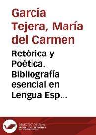 Retórica y Poética. Bibliografía esencial en Lengua Española