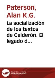 La socialización de los textos de Calderón. El legado de don Juan de Vera Tassis y don Pedro de Pando y Mier