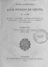Viage literario a las iglesias de España. Tomo 9. Viage a Solsona, Ager y Urgel, 1806 y 1807