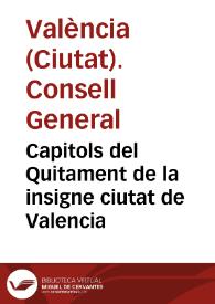 Capitols del Quitament de la insigne ciutat de Valencia