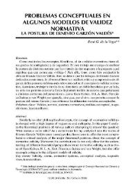 Problemas conceptuales en algunos modelos de validez normativa: la postura de Ernesto Garzón Valdés