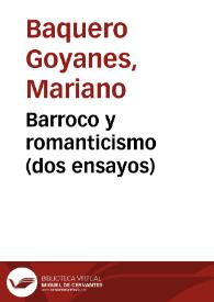 Barroco y romanticismo (dos ensayos)
