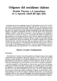 Orígenes del socialismo chileno : (Fermín Vivaceta y el mutualismo en la segunda mitad del siglo XIX)