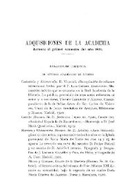 Adquisiciones de la Academia durante el primer semestre del año 1920