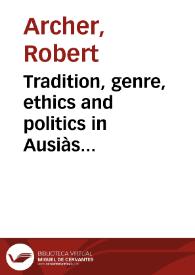Tradition, genre, ethics and politics in Ausiàs March's 