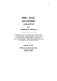 San-Juan, sus hombres y sus actos en la rejeneración [sic] arjentina [sic]