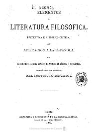 Elementos de literatura filosófica, perceptiva e histórico-crítica con aplicación a la española