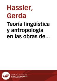 Teoría lingüística y antropología en las obras de Lorenzo Hervás y Panduro