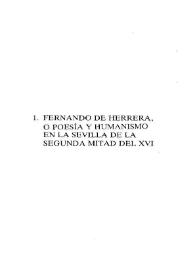 Fernando de Herrera, o poesía y humanismo en la Sevilla de la segunda mitad del XVI