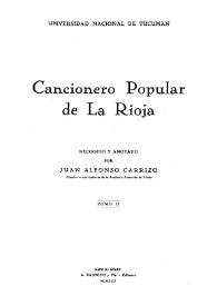 Cancionero popular de La Rioja. Tomo II