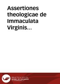 Assertiones theologicae de Immaculata Virginis Conceptione, Q.D. : An festum Conceptionis sit canonizatum ab Ecclesia.