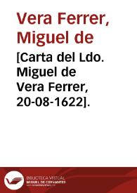 [Carta del Ldo. Miguel de Vera Ferrer, 20-08-1622].