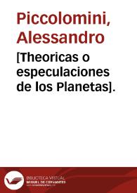 [Theoricas o especulaciones de los Planetas].