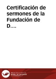 Certificación de sermones de la Fundación de D. Bartolomé Veneroso en el Sagrario