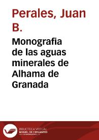 Monografia de las aguas minerales de Alhama de Granada