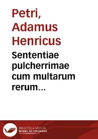 Sententiae pulcherrimae cum multarum rerum definitionibus : ex Marsilij Ficini florentini ... operibus collectae