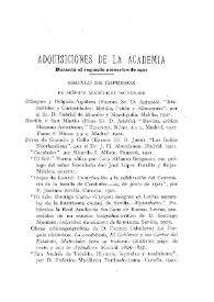 Adquisiciones de la Academia durante el segundo semestre de 1921