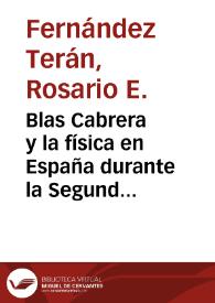 Blas Cabrera y la física en España durante la Segund República
