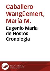 Eugenio María de Hostos. Cronología
