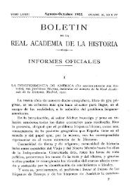 La Independencia de América (su reconocimiento por España), por Jerónimo Bécker, individuo de número de la Real Academia de la Historia. Madrid, 1922